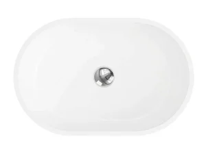 Outlet Ovale Wastafel Van Solid Surface - Wit - 58 Cm - Sengli Wastafel