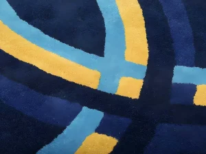 New Ovale Wollen Tapijt Komiza - Handgetuft - 150 X 230 Cm - Marineblauw Woonkamertapijt