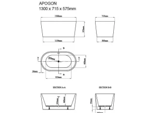 Cheap Ovalen Losstaand Bad - 180 L - 130 X 71 X 58 Cm - Wit - Acryl - Apogon Vrijstaand Bad
