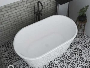 Cheap Ovalen Losstaand Bad - 180 L - 130 X 71 X 58 Cm - Wit - Acryl - Apogon Vrijstaand Bad
