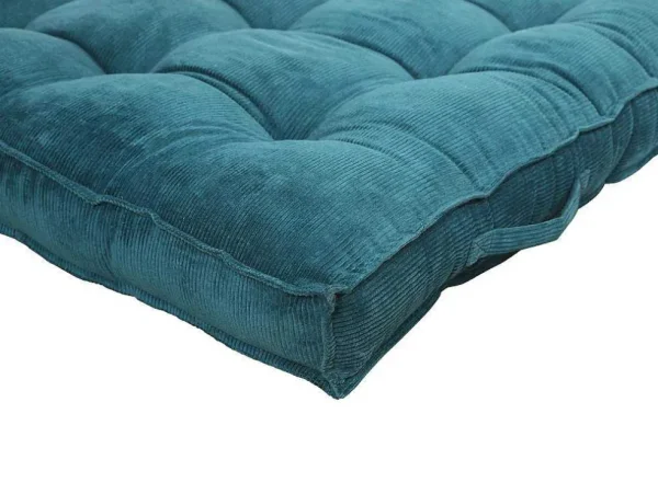 Store Palletkussen - 120 X 80 X 10 Cm - Ribfluweel - Blauw - Baila Huistextiel