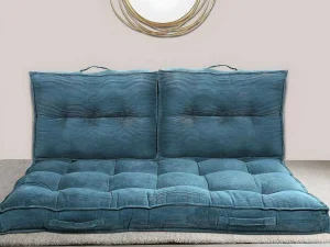 Store Palletkussen - 120 X 80 X 10 Cm - Ribfluweel - Blauw - Baila Huistextiel