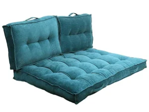 Store Palletkussen - 120 X 80 X 10 Cm - Ribfluweel - Blauw - Baila Huistextiel