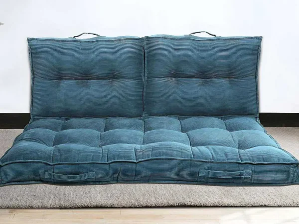 Store Palletkussen - 120 X 80 X 10 Cm - Ribfluweel - Blauw - Baila Huistextiel