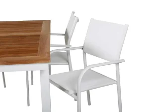 Discount Panama Tuinmeubelset Tafel 90X152/210Cm En 4 Stoel Santorini Wit, Naturel. Tuinset