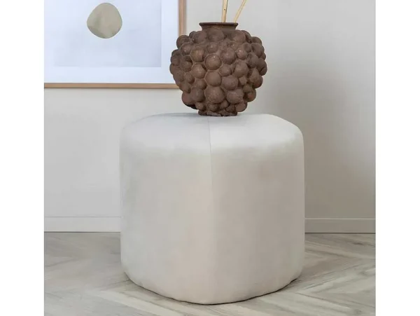 Best Peg Poef, Hocker O46Cm Velours Wit. Poef