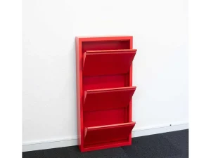 Clearance Pisa Schoenenkast Rood Metaal Met 9 Vakken. Schoenenkast