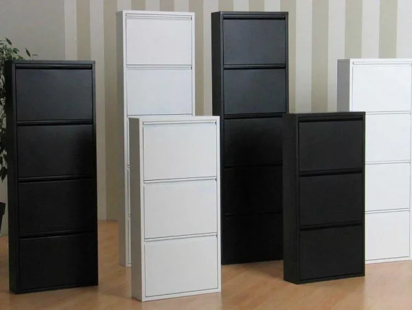 Store Pisa Schoenenkast Wit Metaal Met 5 Vakken - Set Van 2. Schoenenkast