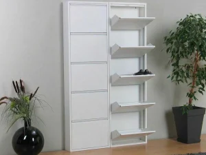 Store Pisa Schoenenkast Wit Metaal Met 5 Vakken - Set Van 2. Schoenenkast