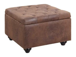 Best Sale Poef Met Opbergruimte Van Microvezel Met Verouderd Effect Lomai - Bruin Poef
