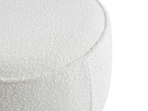 Store Poef Van Boucle Stof Met Voet In Lichtkleurig Hout - Miloden Poef
