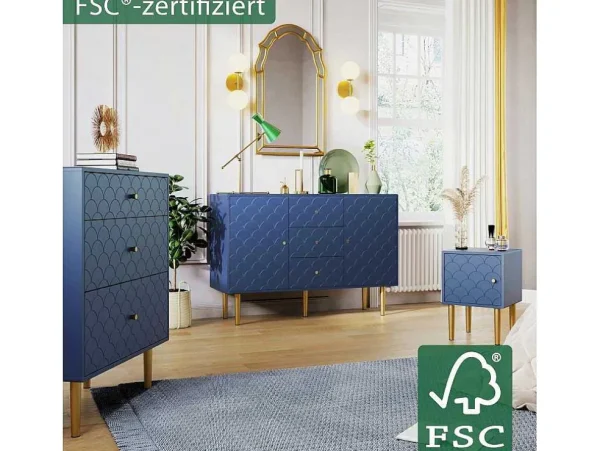Online Ragement Ladekast Voor Slaapkamer - 3 Lades - Donkerblauw Ladekast