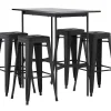 Sale Rax Barmeubelset Bartafel Zwart En 4 Tempe Barstoelen Zwart. Barmeubel