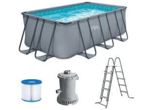 Shop Rechthoekig Buisvormig Zwembad Met Patroonfilterpomp - L396 X B213 X H122 Cm - Antraciet - Bantayan Zwembad