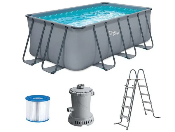 Shop Rechthoekig Buisvormig Zwembad Met Patroonfilterpomp - L396 X B213 X H122 Cm - Antraciet - Bantayan Zwembad