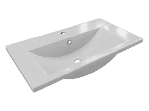 Clearance Rechthoekige Voorbouwwastafel Voor Badkamer Van Keramiek - 71,5 Cm - Wit - Yasmac Ii Wastafel