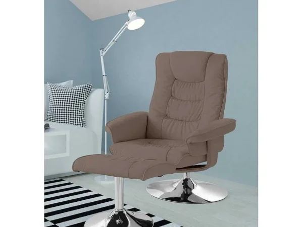 Hot Relaxfauteuil + Kruk Cappucino Fauteuil Leer