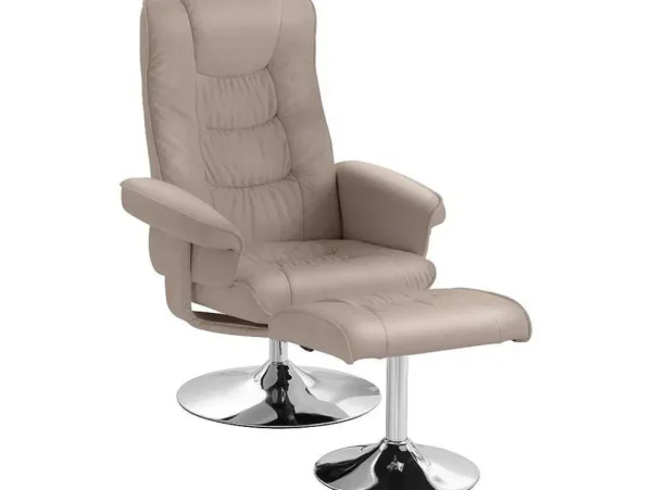 Hot Relaxfauteuil + Kruk Cappucino Fauteuil Leer