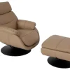 Hot Relaxfauteuil Met Kruk Mcw-K99, Taupe Fauteuil Leer