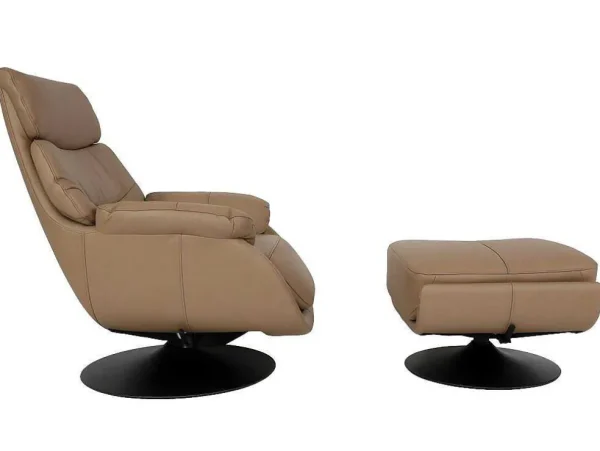 Hot Relaxfauteuil Met Kruk Mcw-K99, Taupe Fauteuil Leer