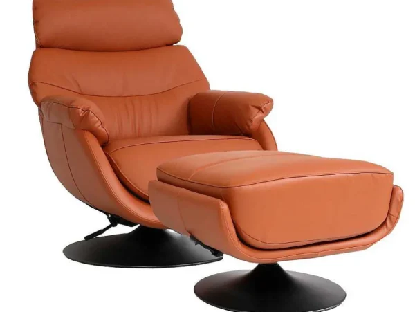 Best Sale Relaxfauteuil Met Kruk Mcw-K99, Bruin Fauteuil Leer