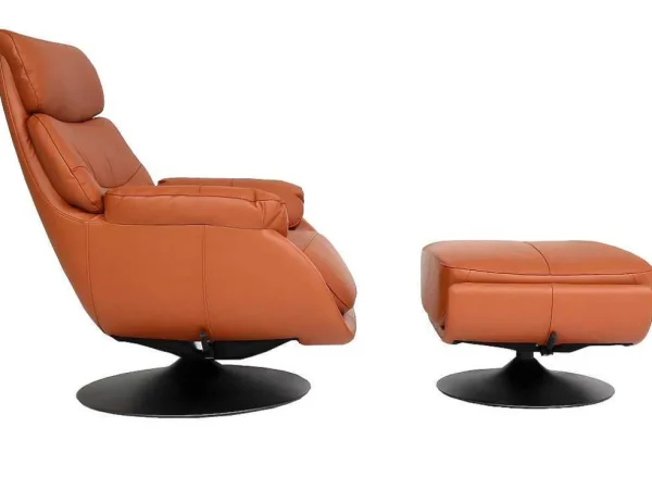 Best Sale Relaxfauteuil Met Kruk Mcw-K99, Bruin Fauteuil Leer