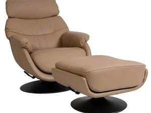Hot Relaxfauteuil Met Kruk Mcw-K99, Taupe Fauteuil Leer
