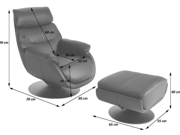 Best Sale Relaxfauteuil Met Kruk Mcw-K99, Bruin Fauteuil Leer