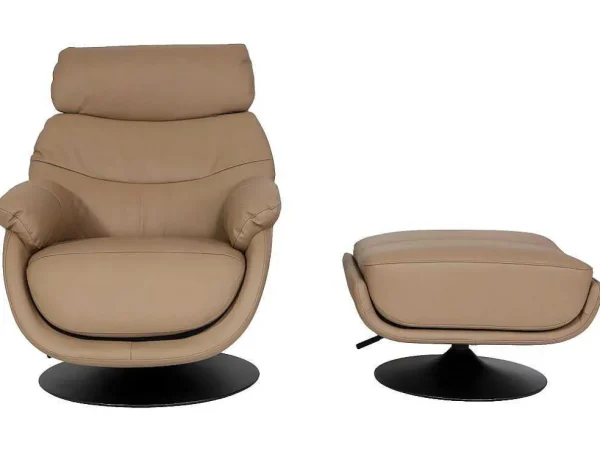 Hot Relaxfauteuil Met Kruk Mcw-K99, Taupe Fauteuil Leer