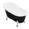 Hot Retro Eilandbad Met Zilveren Leeuwenpoten - 171 L - 145 X 74 X 77 Cm - Zwart Mat - Nisos Vrijstaand Bad Op Pootjes