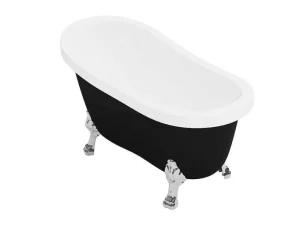 Hot Retro Eilandbad Met Zilveren Leeuwenpoten - 171 L - 145 X 74 X 77 Cm - Zwart Mat - Nisos Vrijstaand Bad Op Pootjes