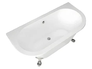 New Retro Halflosstaand Bad Met Poten - 154 L - 150 X 74 X 61 Cm - Wit - Acryl - Sparus Halfvrijstaand Bad
