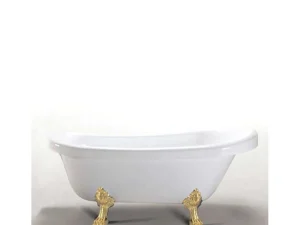 Flash Sale Retro Vrijstaand Bad 170 X 80 Cm Met Gouden Pootjes + Mengkraan Marigold Vrijstaand Bad Op Pootjes