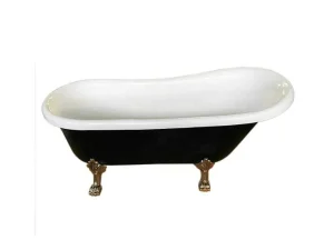 Outlet Retro Vrijstaand Bad 170 X 80 Cm Zwart Met Gouden Pootjes Marigold Noir Vrijstaand Bad Op Pootjes
