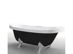 Store Retro Vrijstaand Bad 170 X 80 Cm Zwart Met Zilveren Pootjes Marigold Noir Vrijstaand Bad Op Pootjes