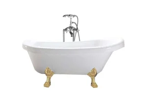 Flash Sale Retro Vrijstaand Bad 170 X 80 Cm Met Gouden Pootjes + Mengkraan Marigold Vrijstaand Bad Op Pootjes