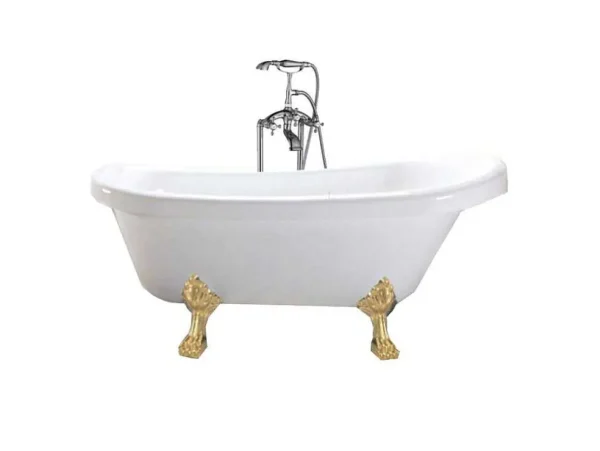 Flash Sale Retro Vrijstaand Bad 170 X 80 Cm Met Gouden Pootjes + Mengkraan Marigold Vrijstaand Bad Op Pootjes