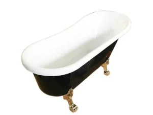 Outlet Retro Vrijstaand Bad 170 X 80 Cm Zwart Met Gouden Pootjes Marigold Noir Vrijstaand Bad Op Pootjes