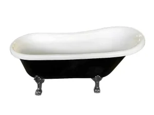 Store Retro Vrijstaand Bad 170 X 80 Cm Zwart Met Zilveren Pootjes Marigold Noir Vrijstaand Bad Op Pootjes