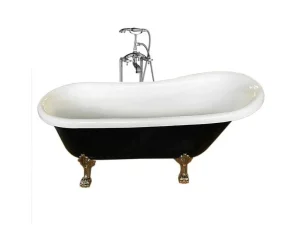 Hot Retro Vrijstaand Bad 170 X 80 Cm Zwartgouden Pootjes + Mengkraan Marigold Noir Vrijstaand Bad Op Pootjes