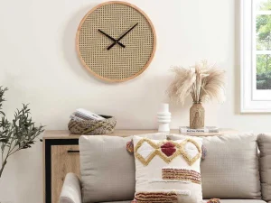 Sale Rieten Wandklok - D60 Cm - Mdf En Hout - Naturel - Fietra Wandklok