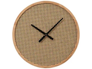 Sale Rieten Wandklok - D60 Cm - Mdf En Hout - Naturel - Fietra Wandklok
