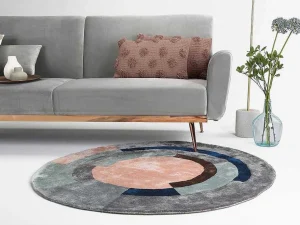 Cheap Rond Tapijt Van Getuft Viscose Met Geometrisch Patroon Janjivy - 4000 G/M - D120 Cm Woonkamertapijt