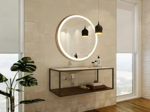 Cheap Ronde Badkamerspiegel Met Ledverlichting En Goudkleurige Lijst Diameter 80 Cm Numea Accessoires & Spiegels