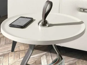Clearance Ronde Chocoladebruine Kunstleren Hoektafel 2067 Bijzettafel