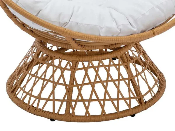 Best Ronde Draaifauteuil Van Gevlochten Hars - Licht Naturel Met Wit Kussen - Syndra Van Fauteuil