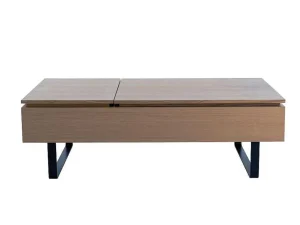 Best Salontafel Met Verstelbaar Blad En 1 Lade Van Mdf En Metaal - Donker Natuurlijk - Dalaho Salontafel