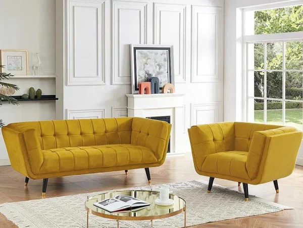 New Samantha Ii Fluwelen Fauteuil - Oker Fauteuil Stof Fluweel / Suedine