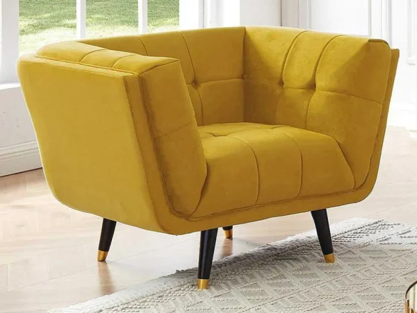 New Samantha Ii Fluwelen Fauteuil - Oker Fauteuil Stof Fluweel / Suedine