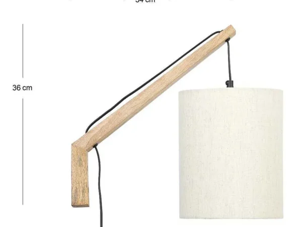 Best Sale Scandinavische Wandlamp - Mangohout En Stof - D21 X H36 Cm - Licht Naturel En Beige - Paliana Wandlamp